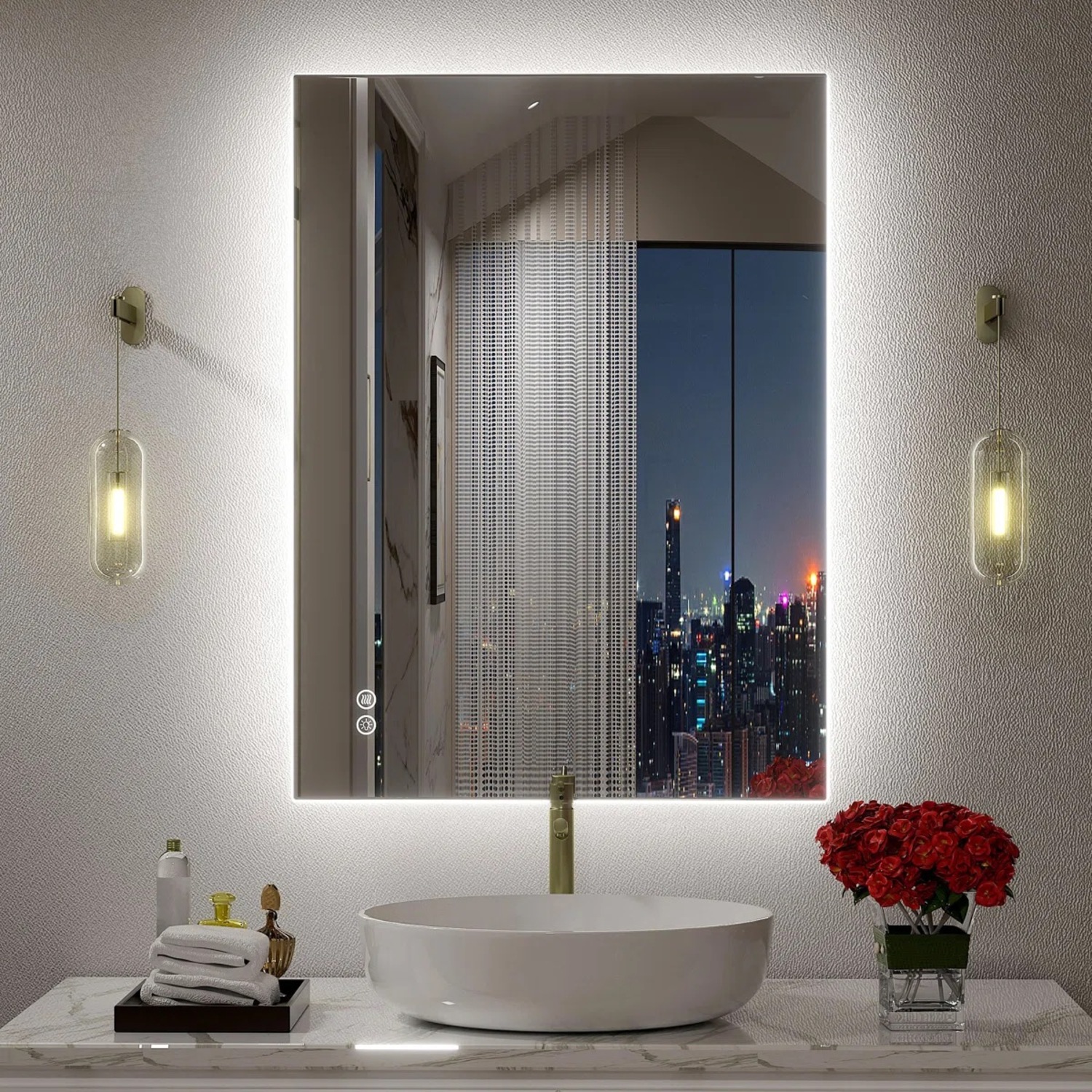 LED Anti-Fog Tempered Glass Vanity Mirror - image-1
