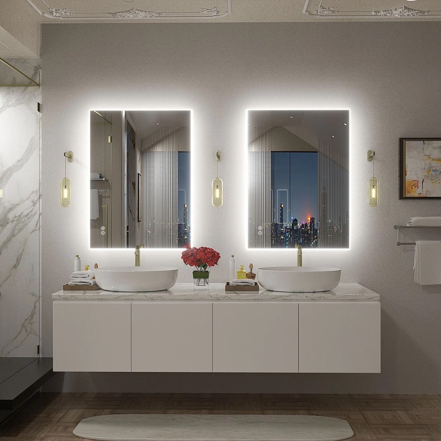 LED Anti-Fog Tempered Glass Vanity Mirror - image-3