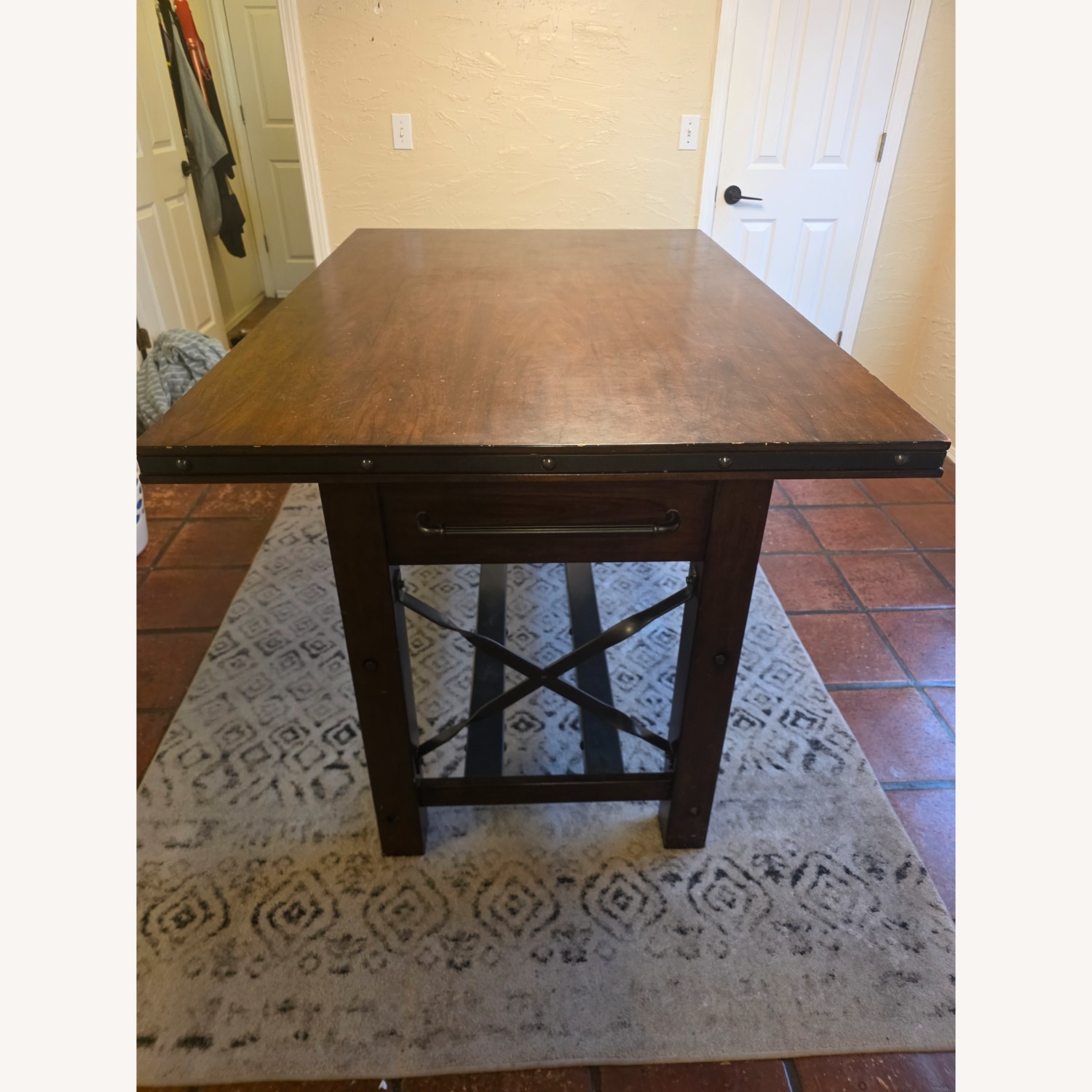 Dark Brown Wood Dining Table - image-4