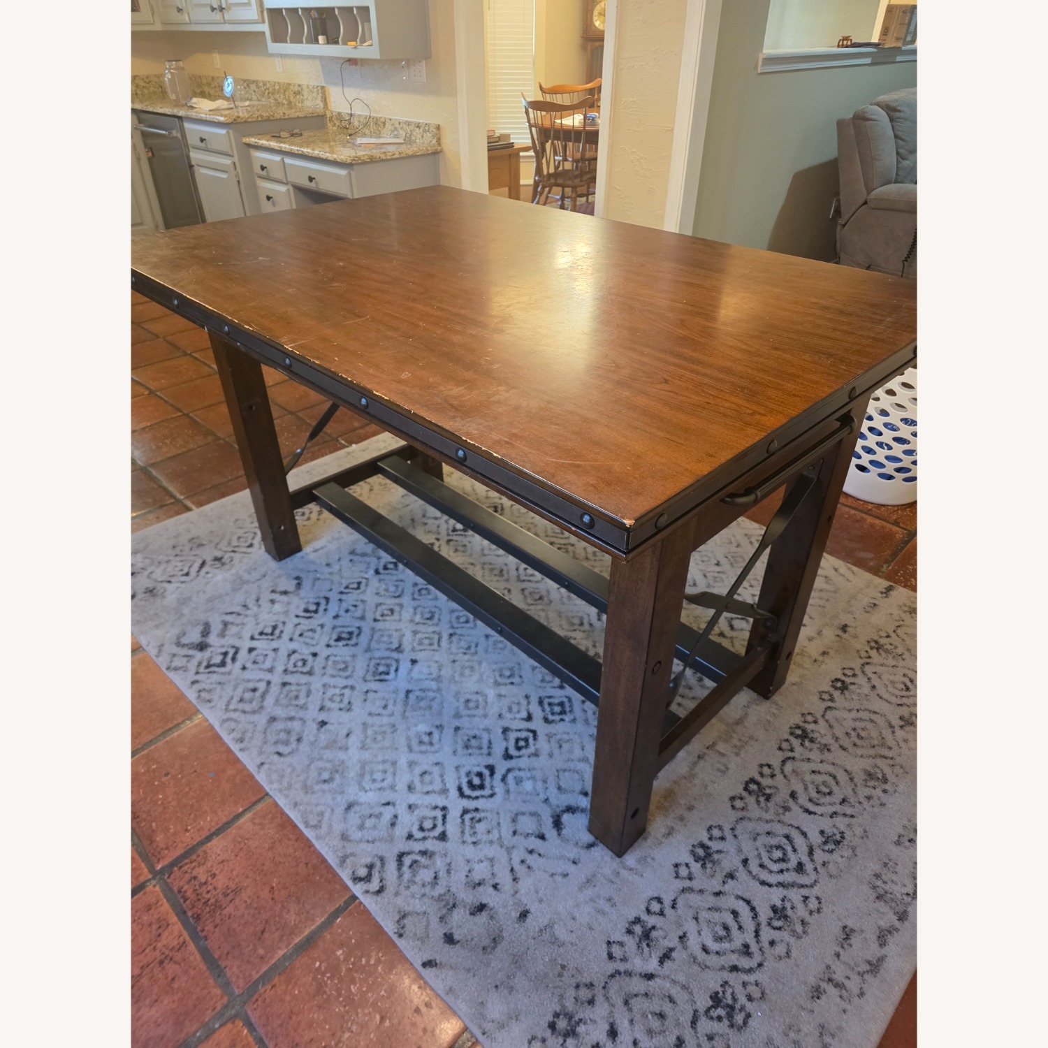 Dark Brown Wood Dining Table - image-3