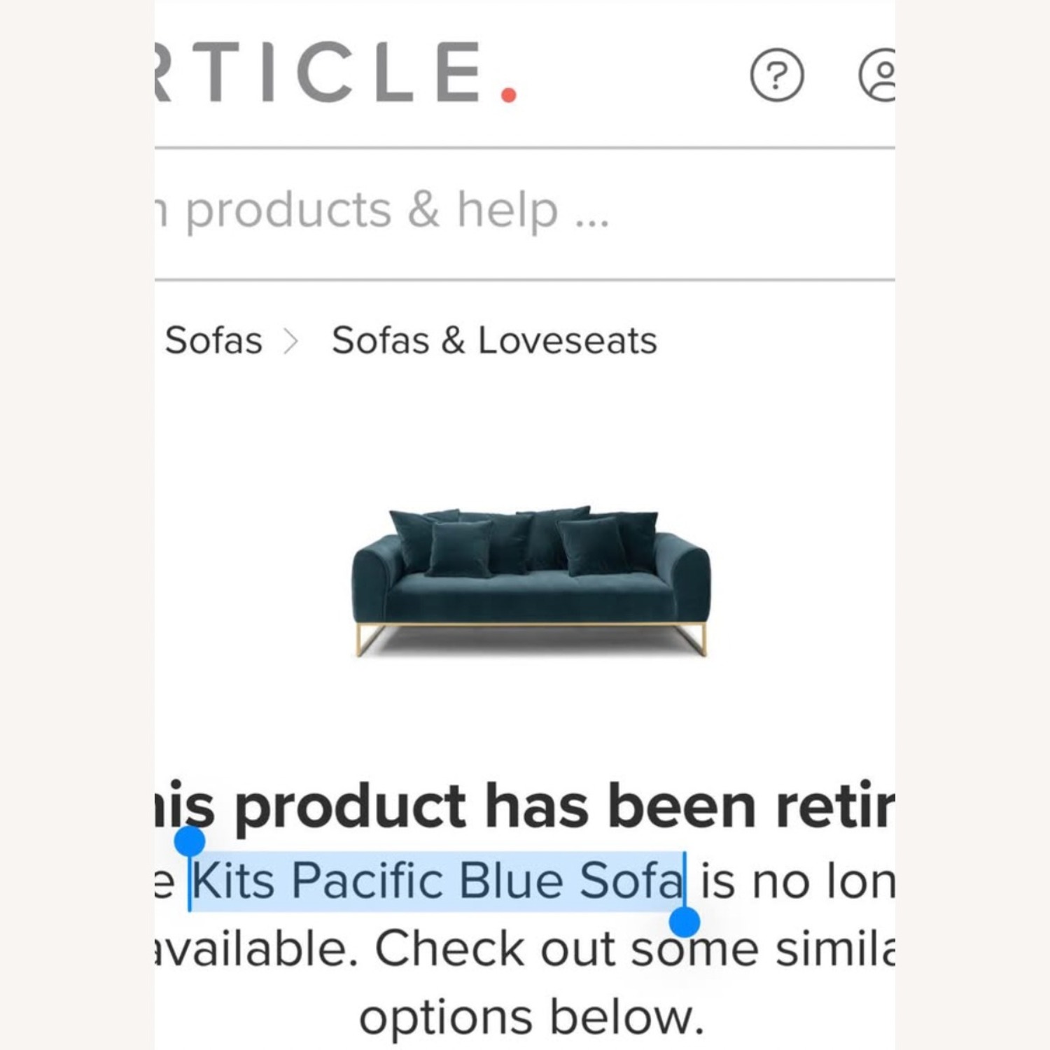 Article Kits Pacific Blue Sofa - image-1