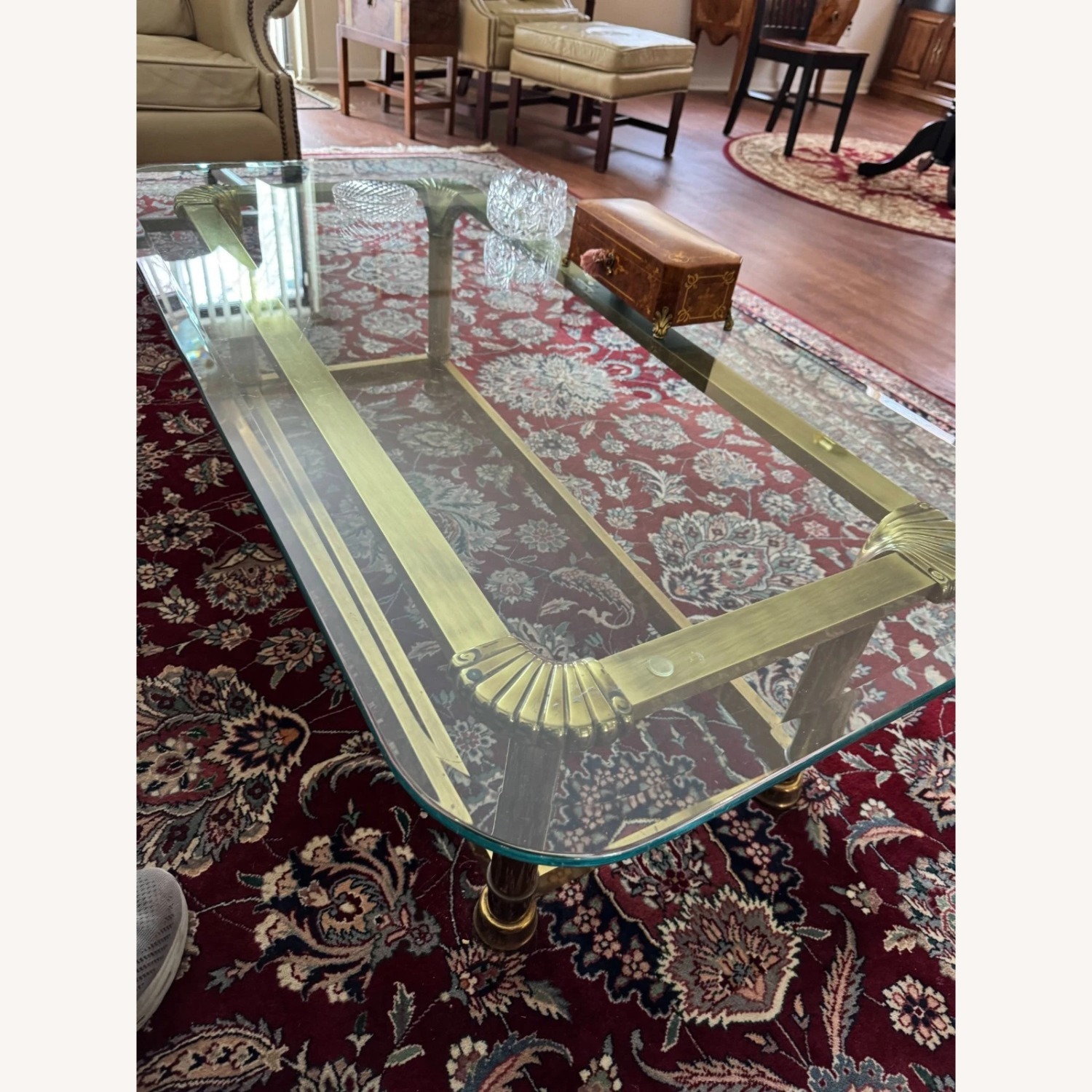 Vintage/Antique Finds Green Brass Coffee Table - image-2