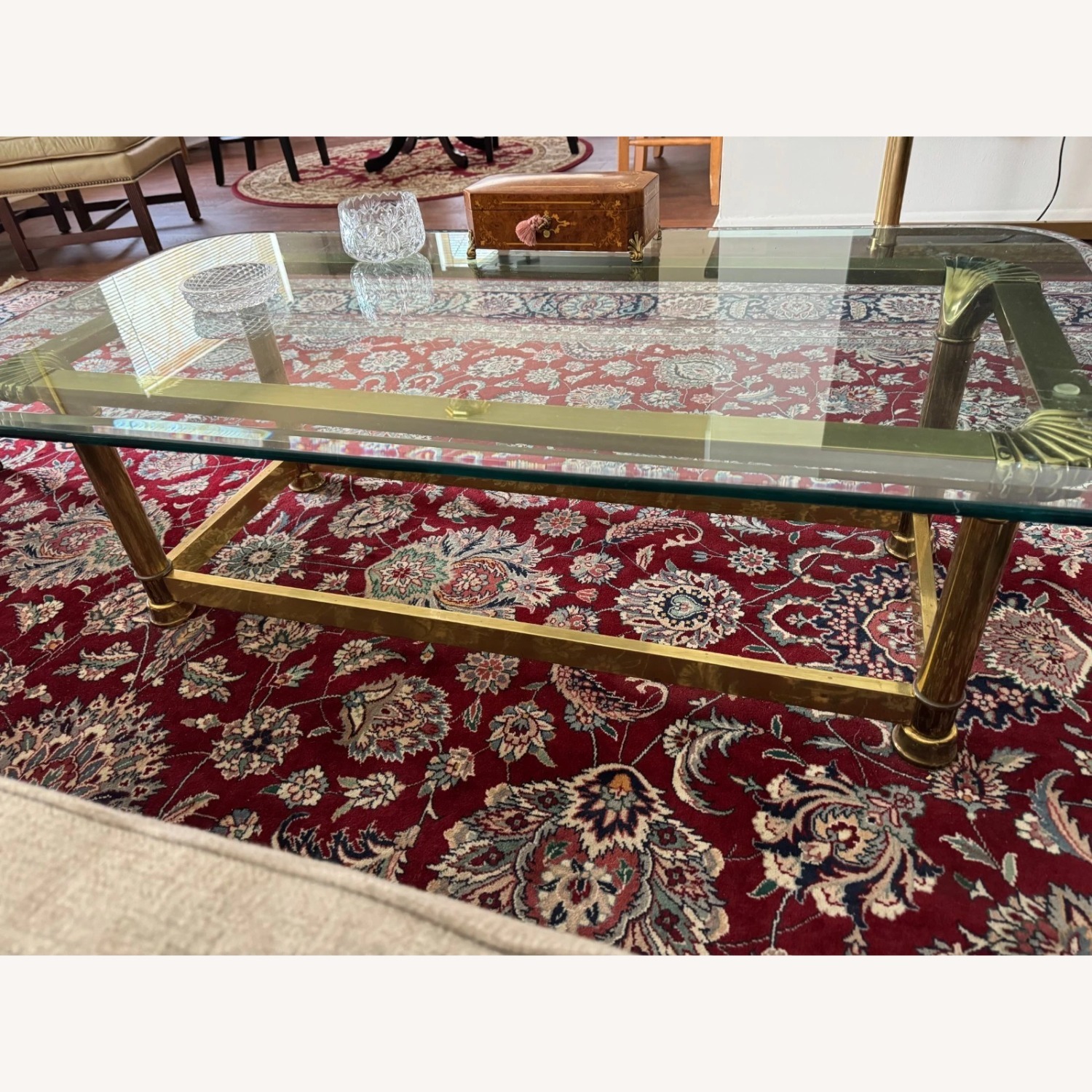 Vintage/Antique Finds Green Brass Coffee Table - image-1