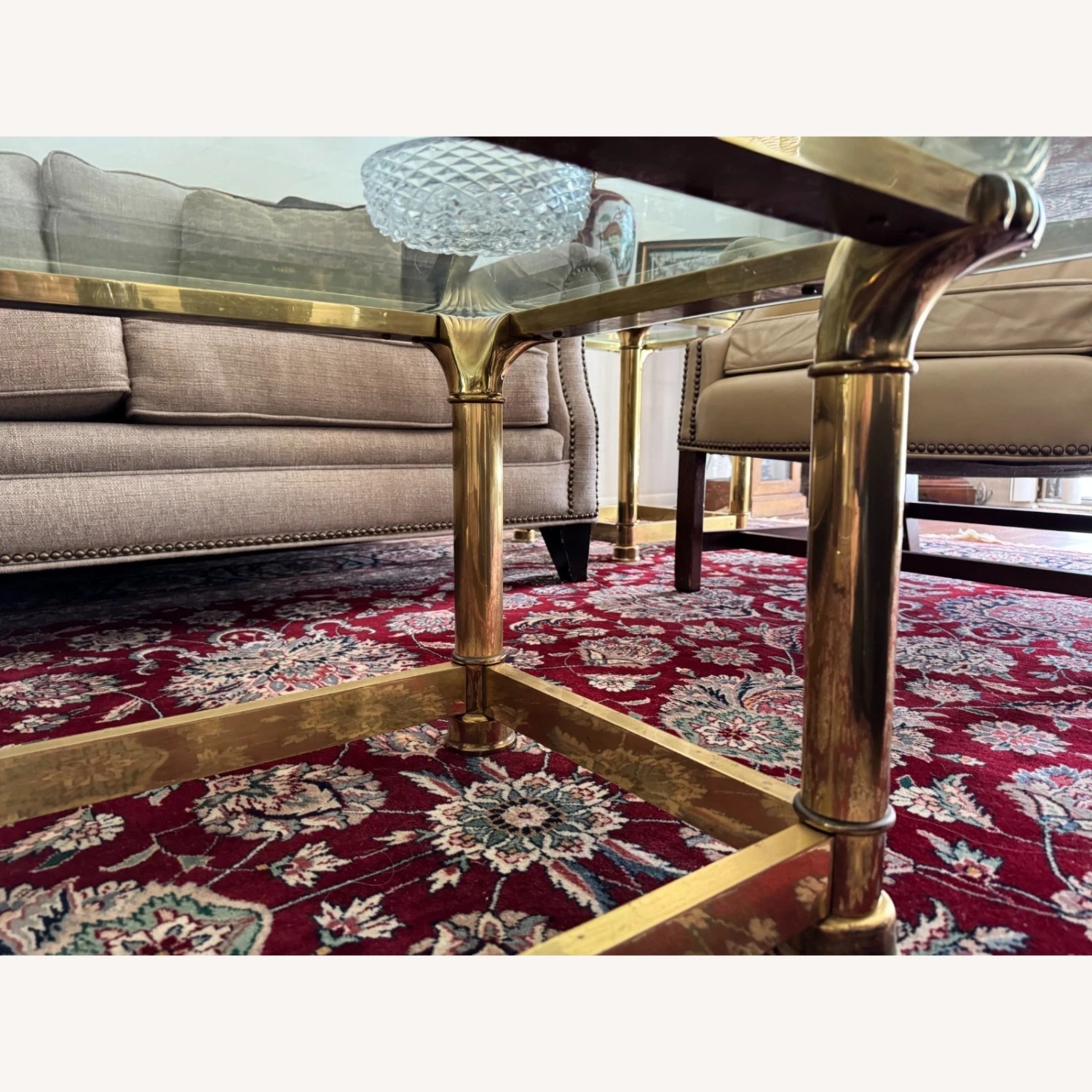 Vintage/Antique Finds Green Brass Coffee Table - image-5