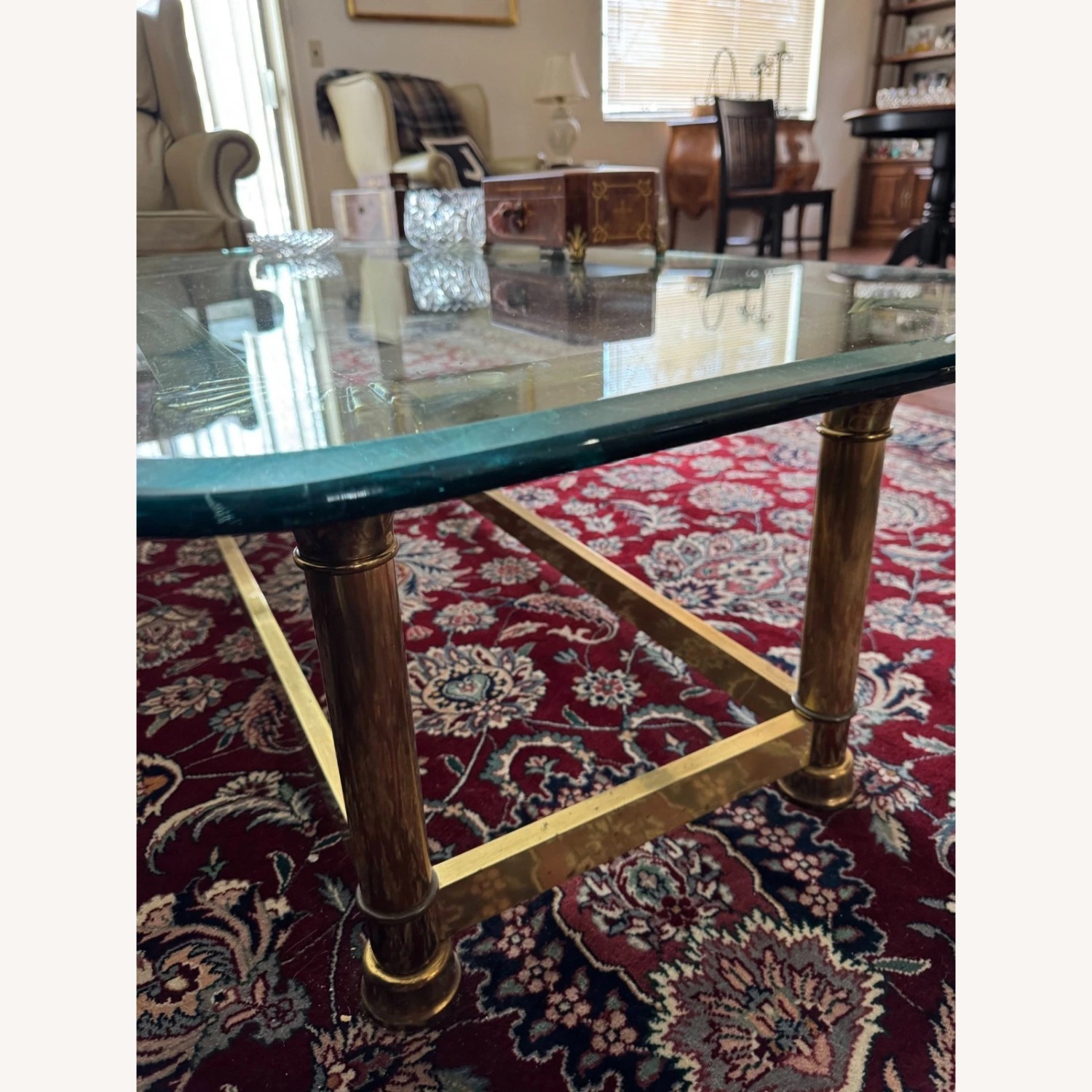Vintage/Antique Finds Green Brass Coffee Table - image-3