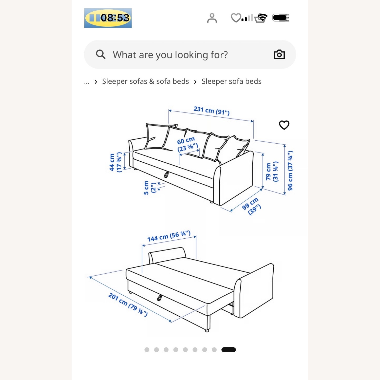IKEA HOLMSUND Light Gray Sleeper Sofa - image-5