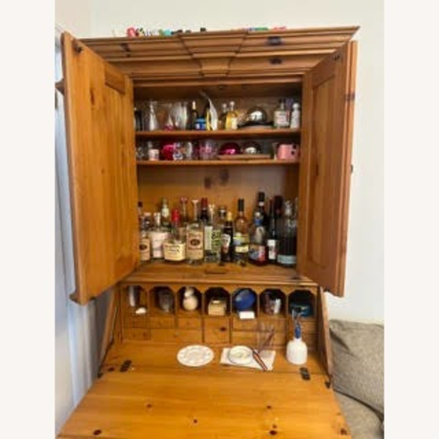 Natural Wood Secretary Desk - image-3