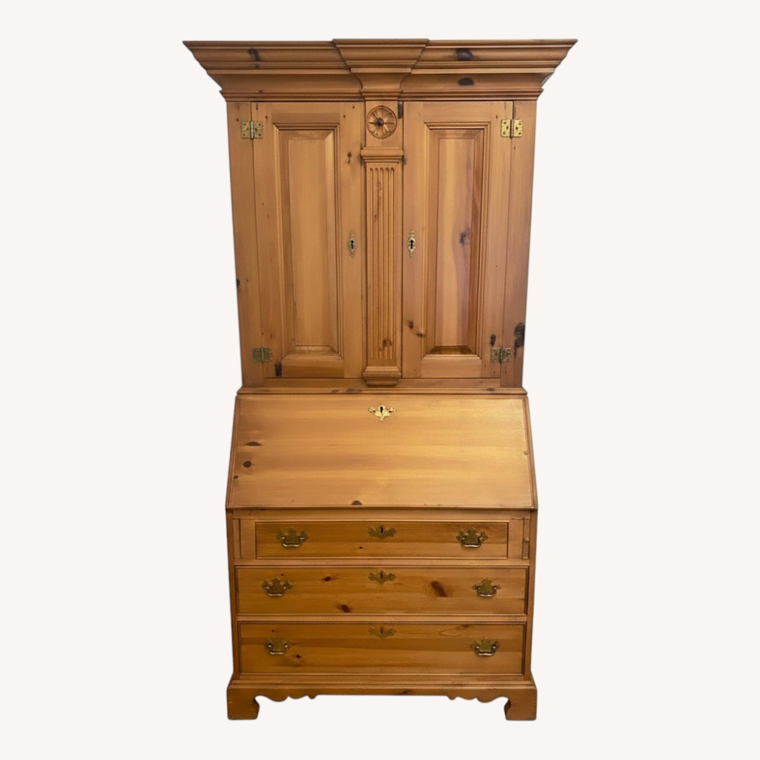 Natural Wood Secretary Desk - image-0