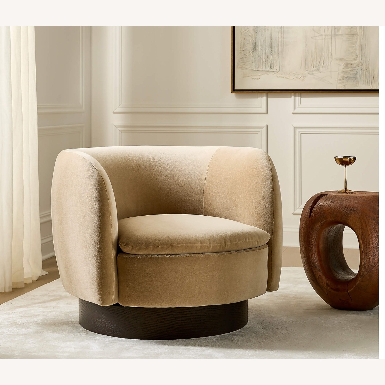 CB2 Muir Light Brown Velvet Armchair - image-1