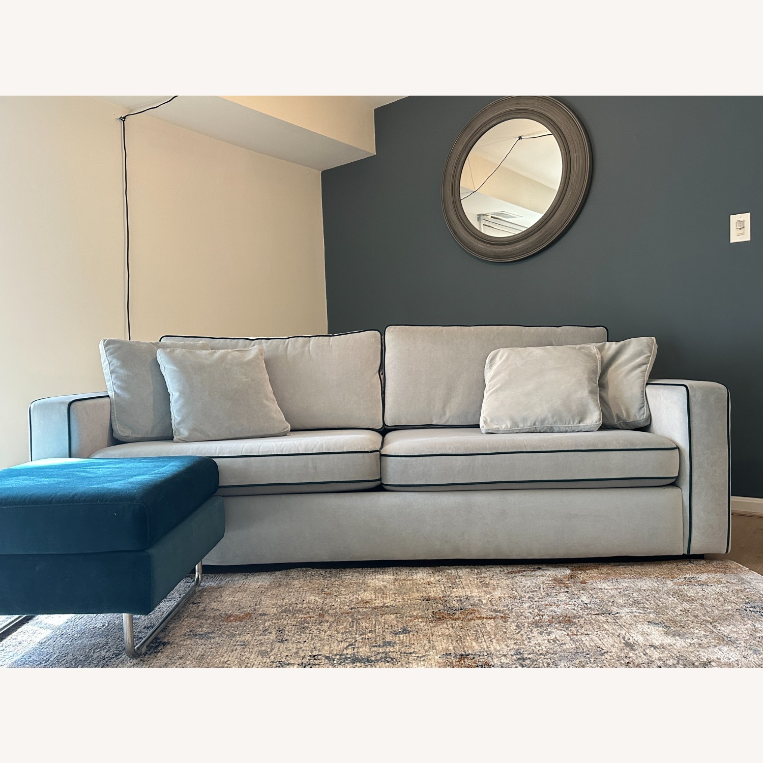 Interior Define James Light Gray Velvet 2 Seater Sofa  - image-1