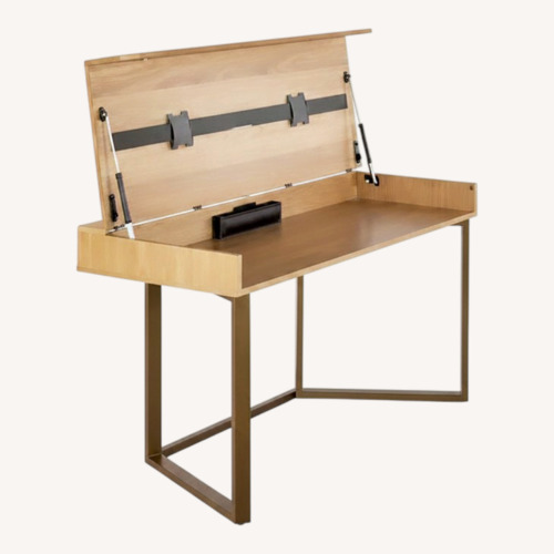 Used Transformer Table - Table to Desk (Oak and Metal) for sale on AptDeco