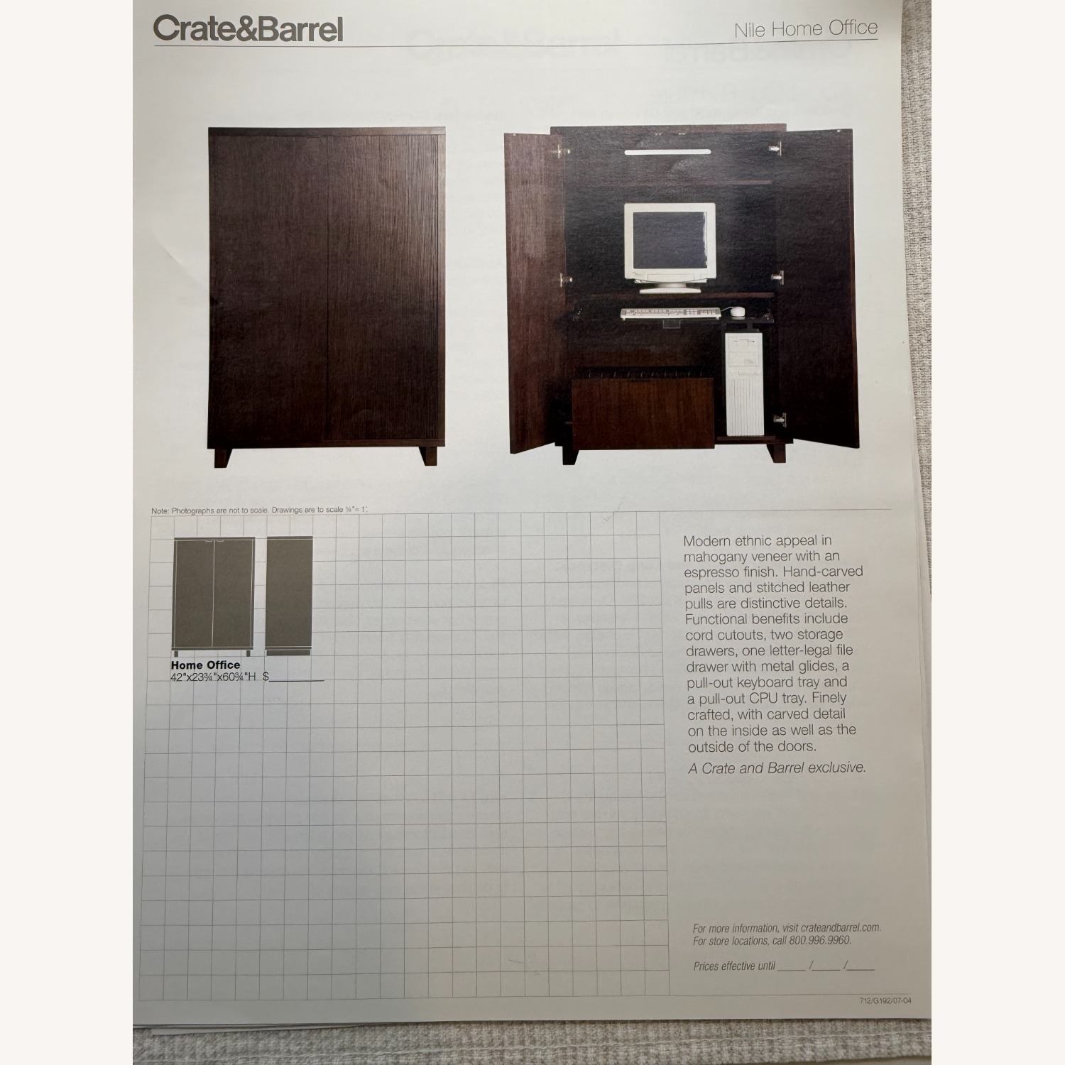 Crate & Barrel Textured Wood Nile Home Office - image-1