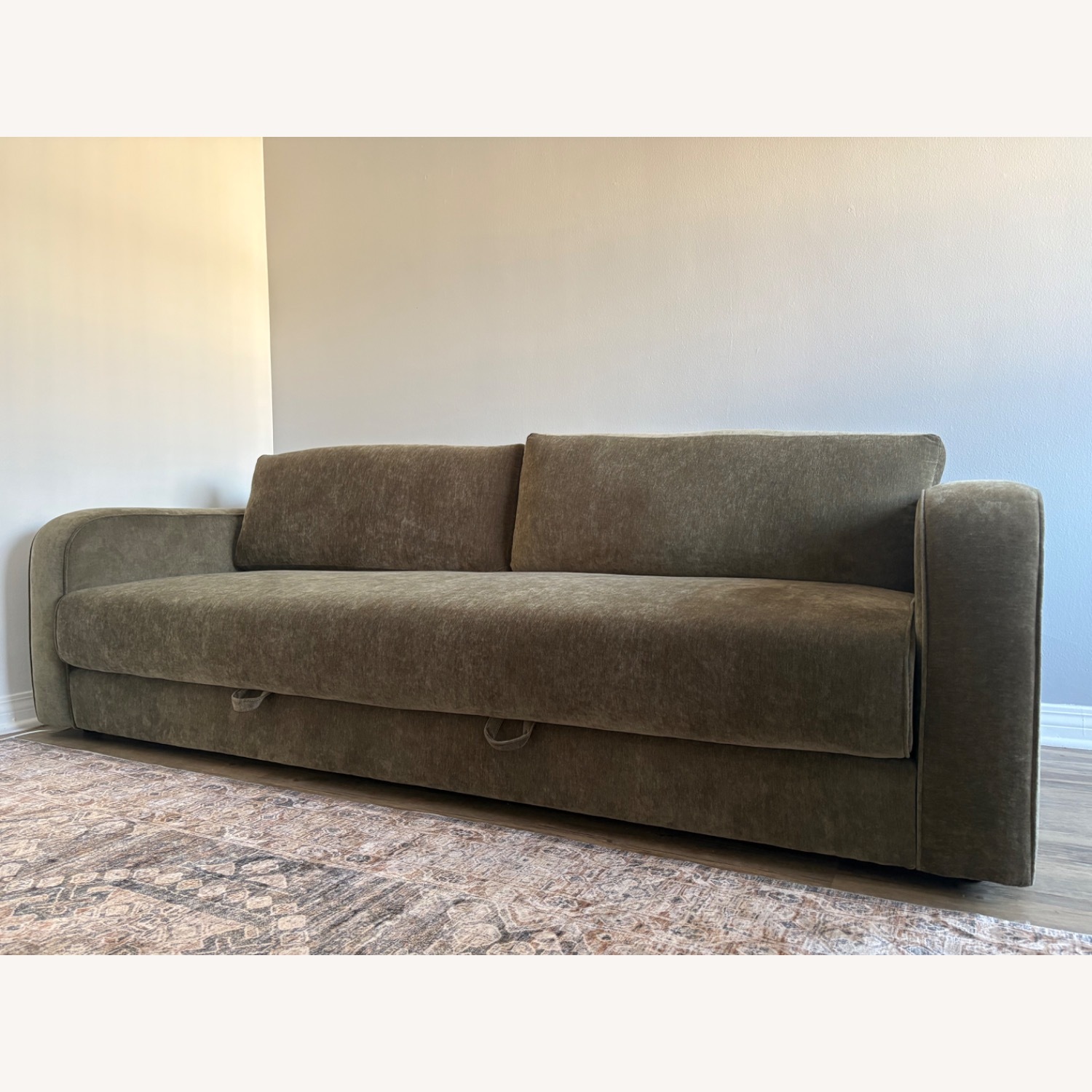West Elm Booker Green Velvet Sleeper Sofa - image-1