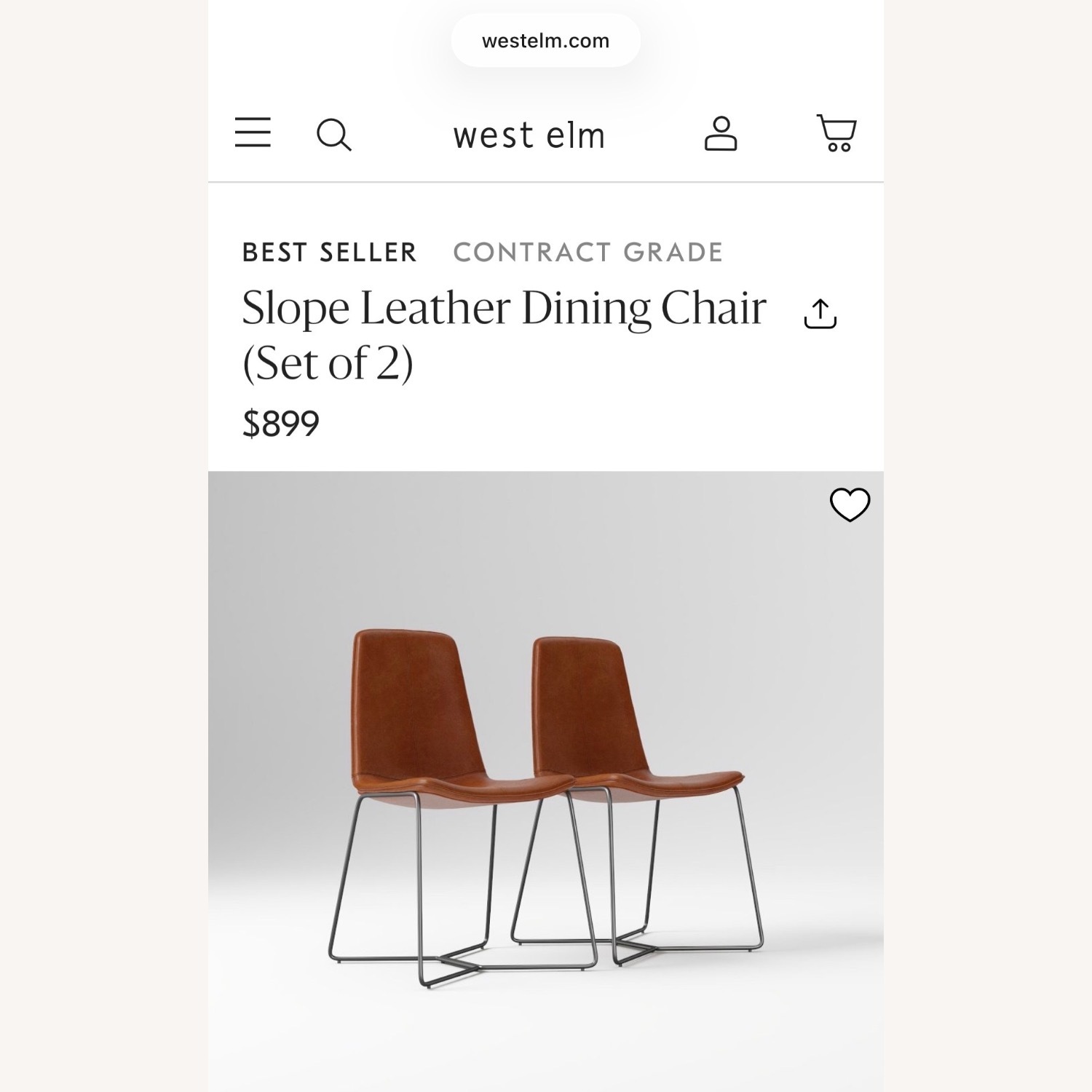 West Elm Slope Leather Dining Chair - image-2