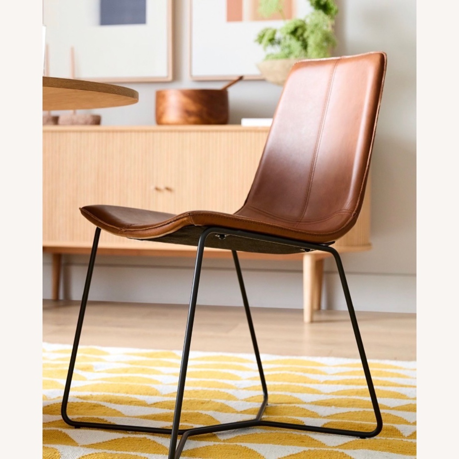 West Elm Slope Leather Dining Chair - image-1