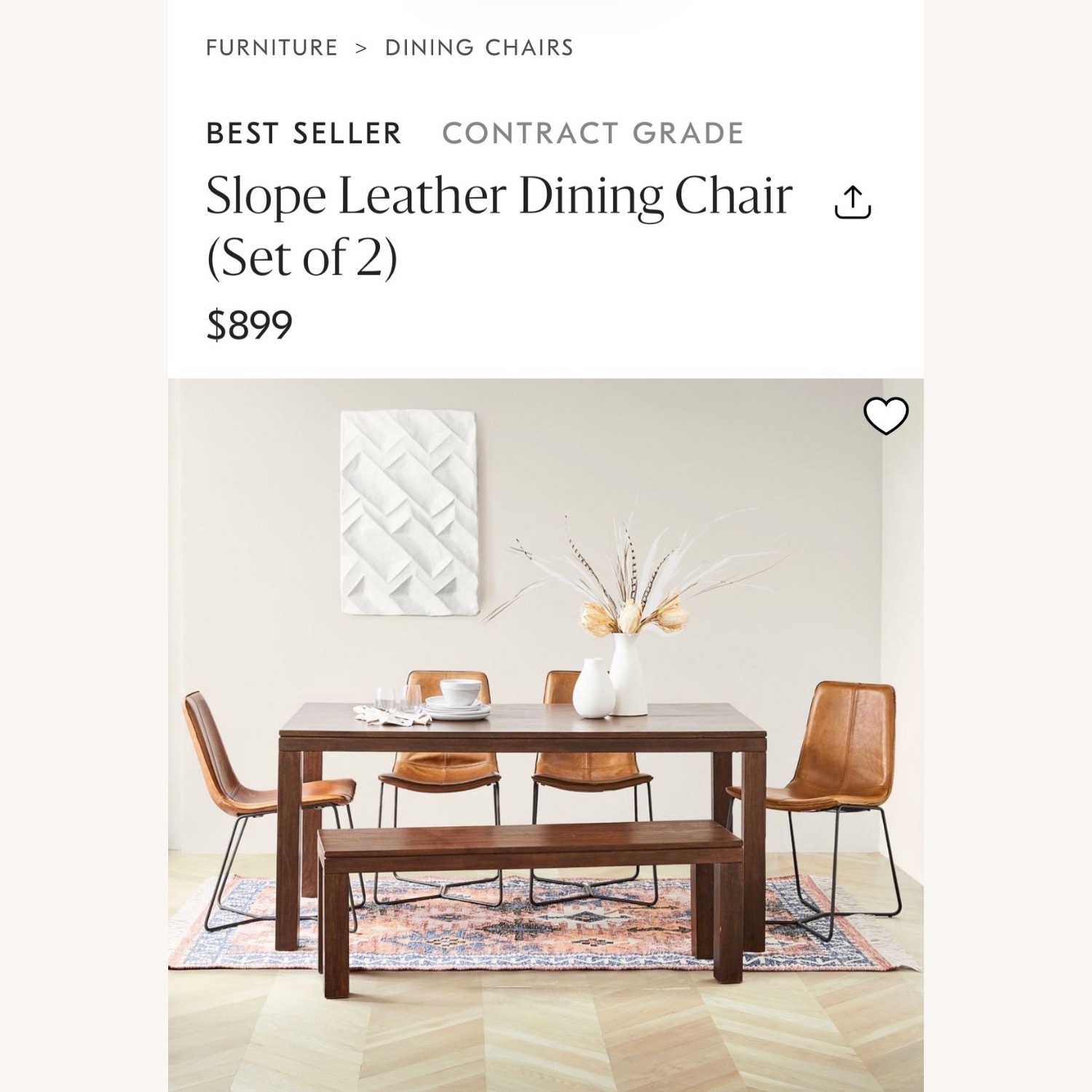 West Elm Slope Leather Dining Chair - image-3