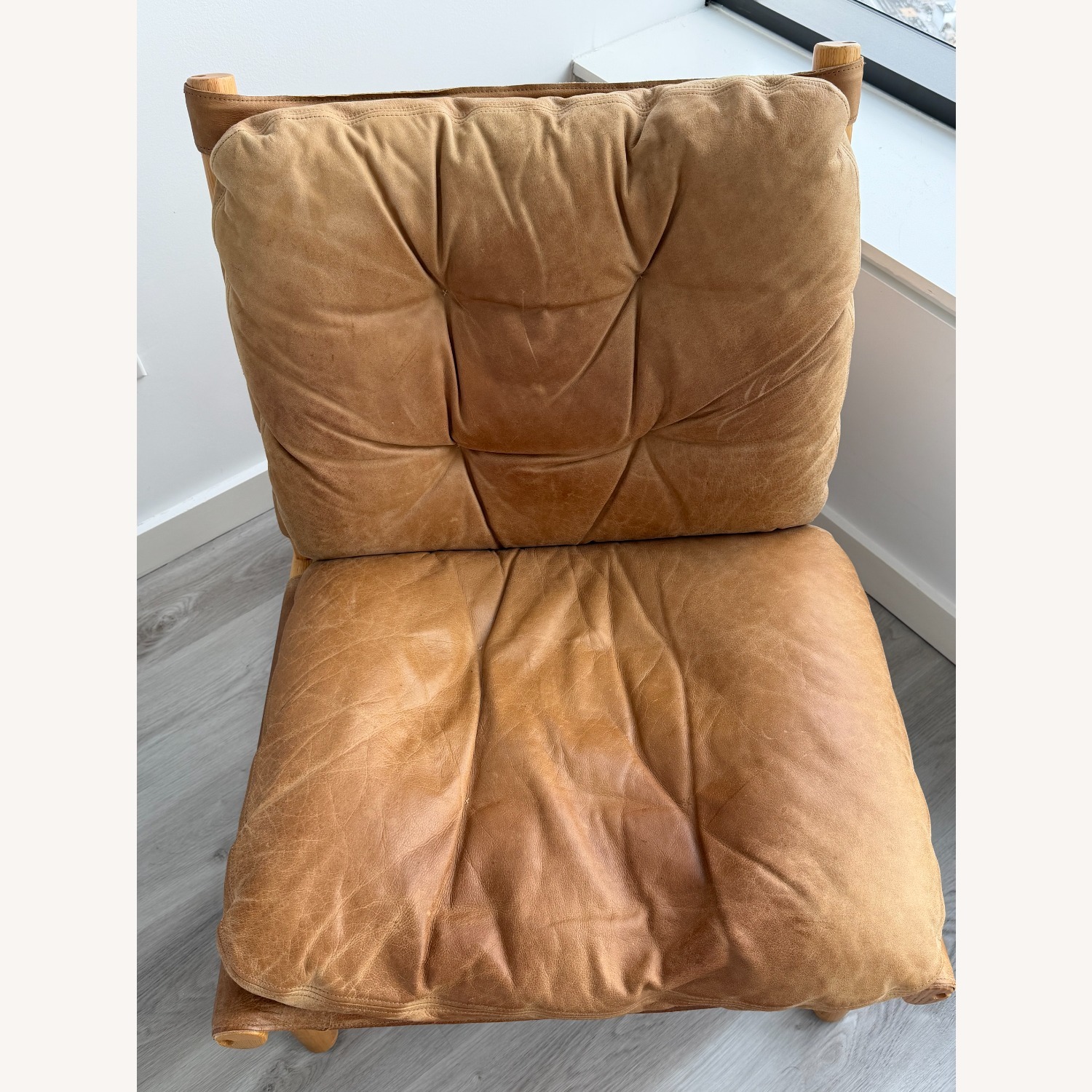Crate & Barrel Henning Light Brown Leather Accent Chair - image-2