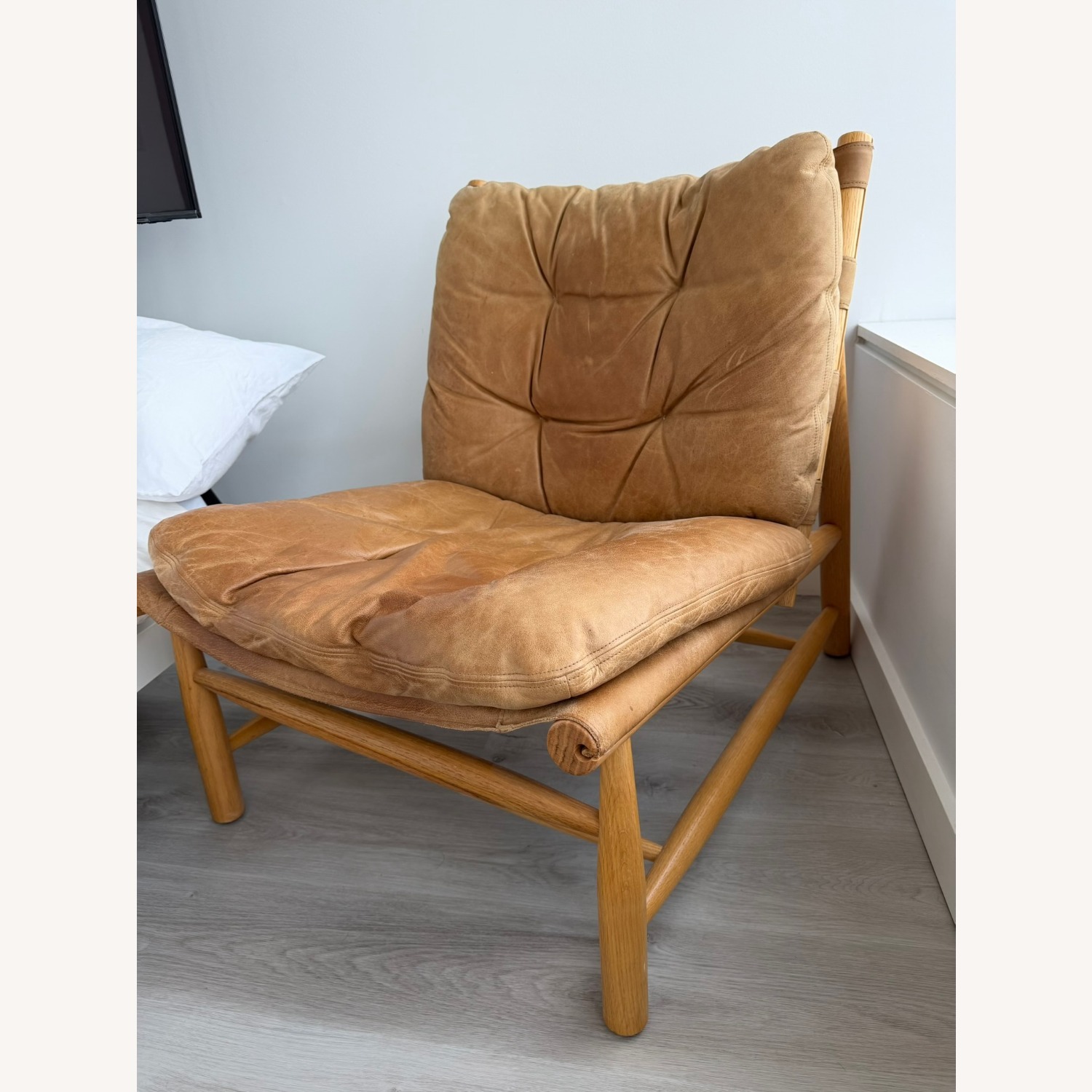Crate & Barrel Henning Light Brown Leather Accent Chair - image-1