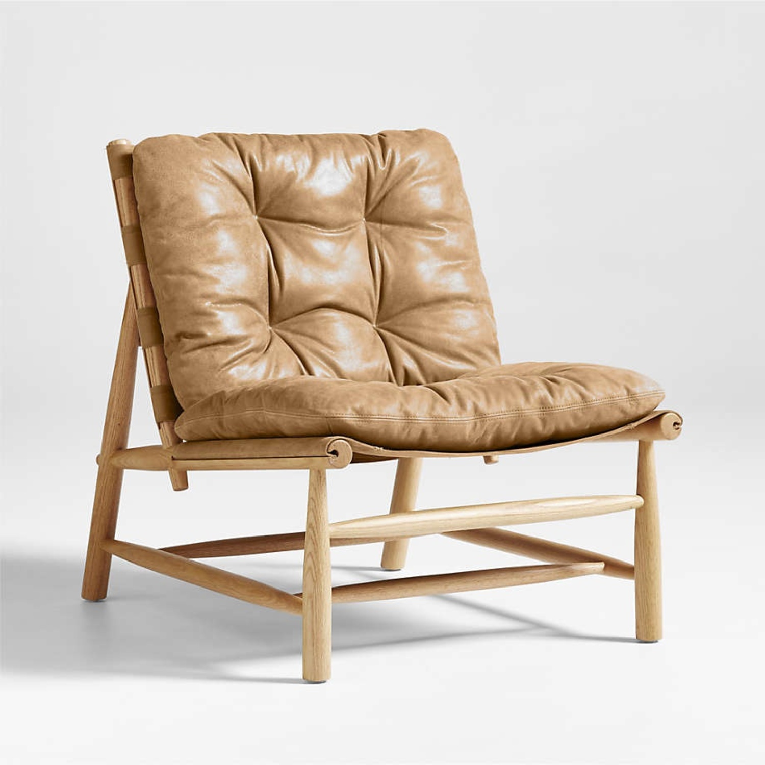 Crate & Barrel Henning Light Brown Leather Accent Chair - image-5