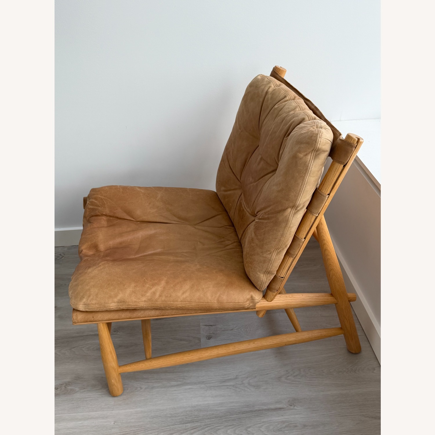 Crate & Barrel Henning Light Brown Leather Accent Chair - image-3