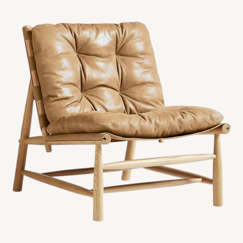 Used Crate & Barrel Henning Light Brown Leather Accent Chair for sale on AptDeco