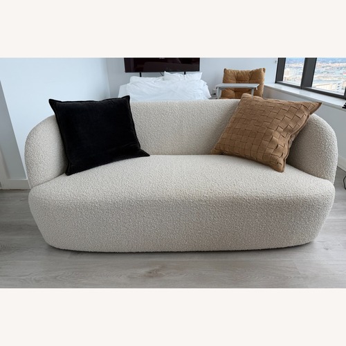 Used CB2 Gwyneth White Boucle Loveseat for sale on AptDeco