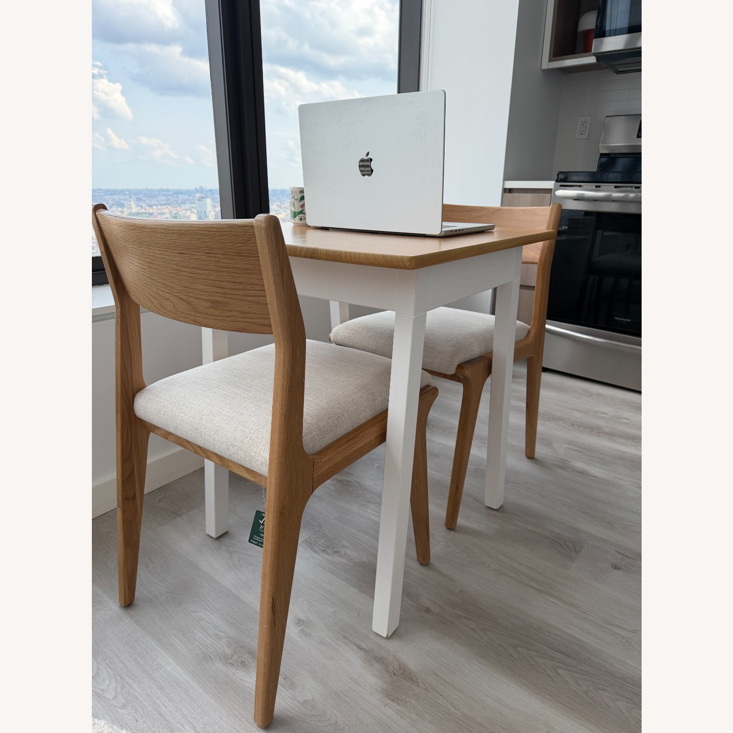 Crate & Barrel Lakin White Wood Dining Chairs - image-1