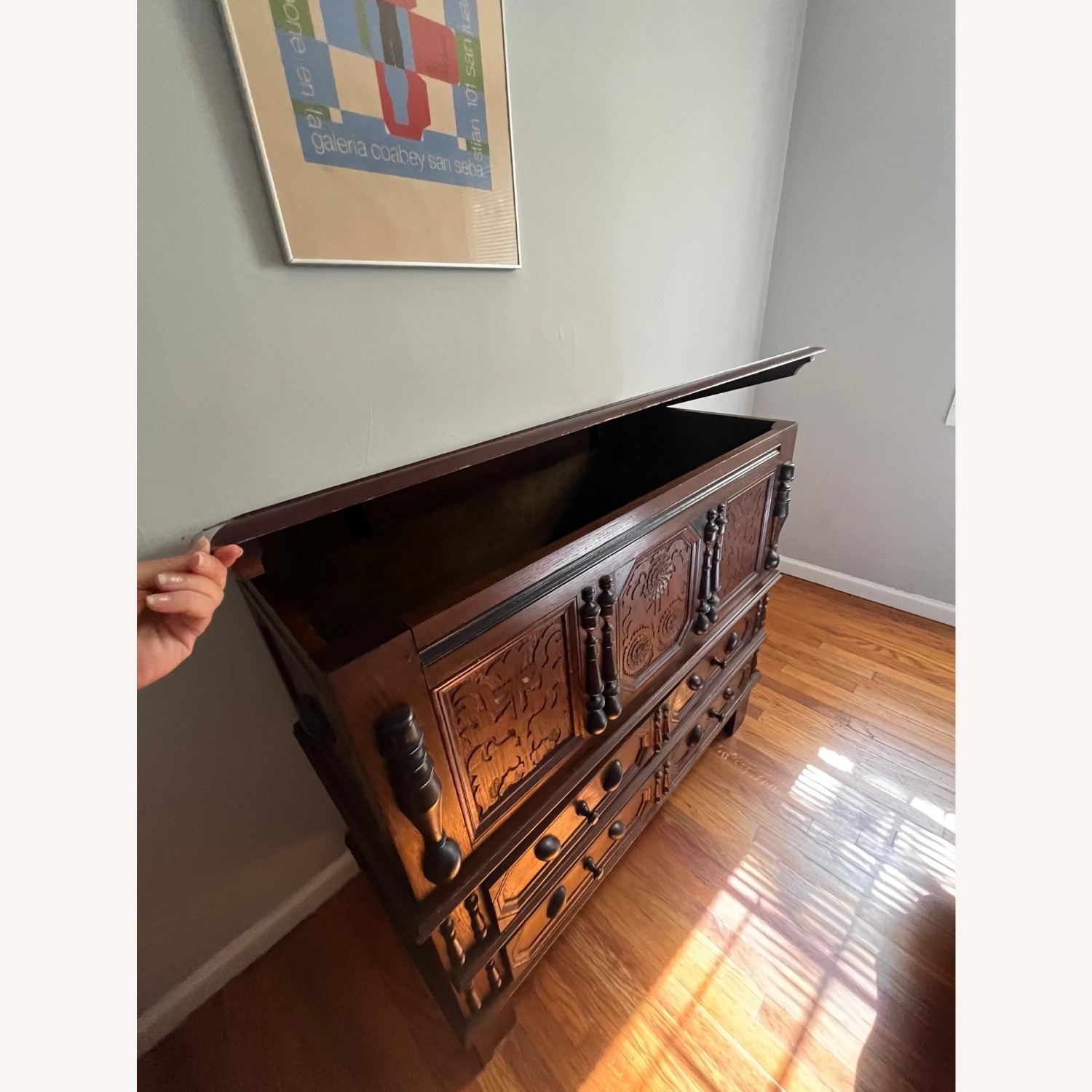 Vintage/Antique Dark Brown Wood Chest - image-8