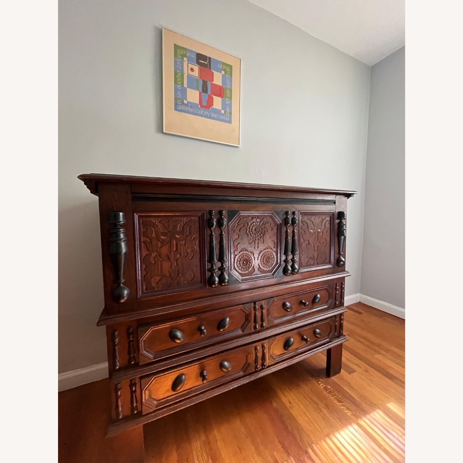 Vintage/Antique Dark Brown Wood Chest - image-1