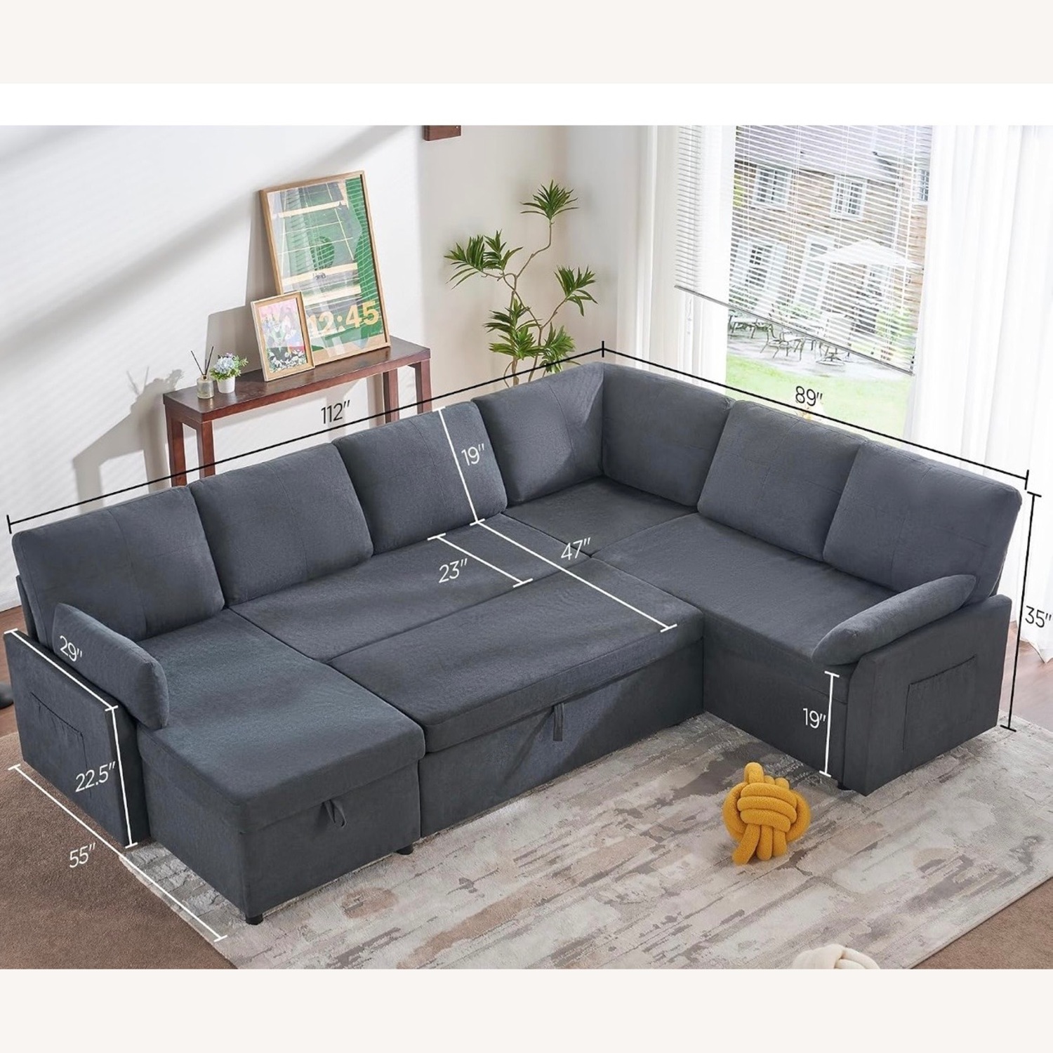 White Boucle Sleeper Sofa - image-5
