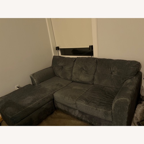Used Bob's Discount Furniture Blue 2 Piece Sectional for sale on AptDeco
