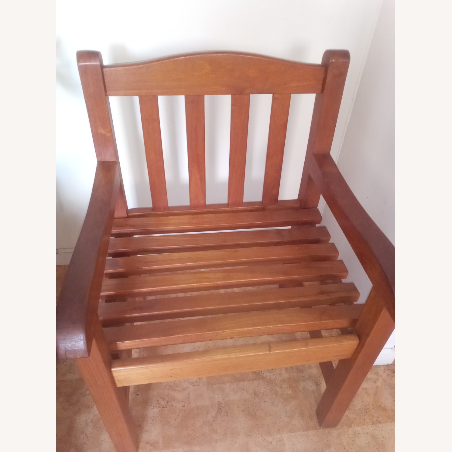 Vintage/Antique Light Brown Wood Armchair - image-2