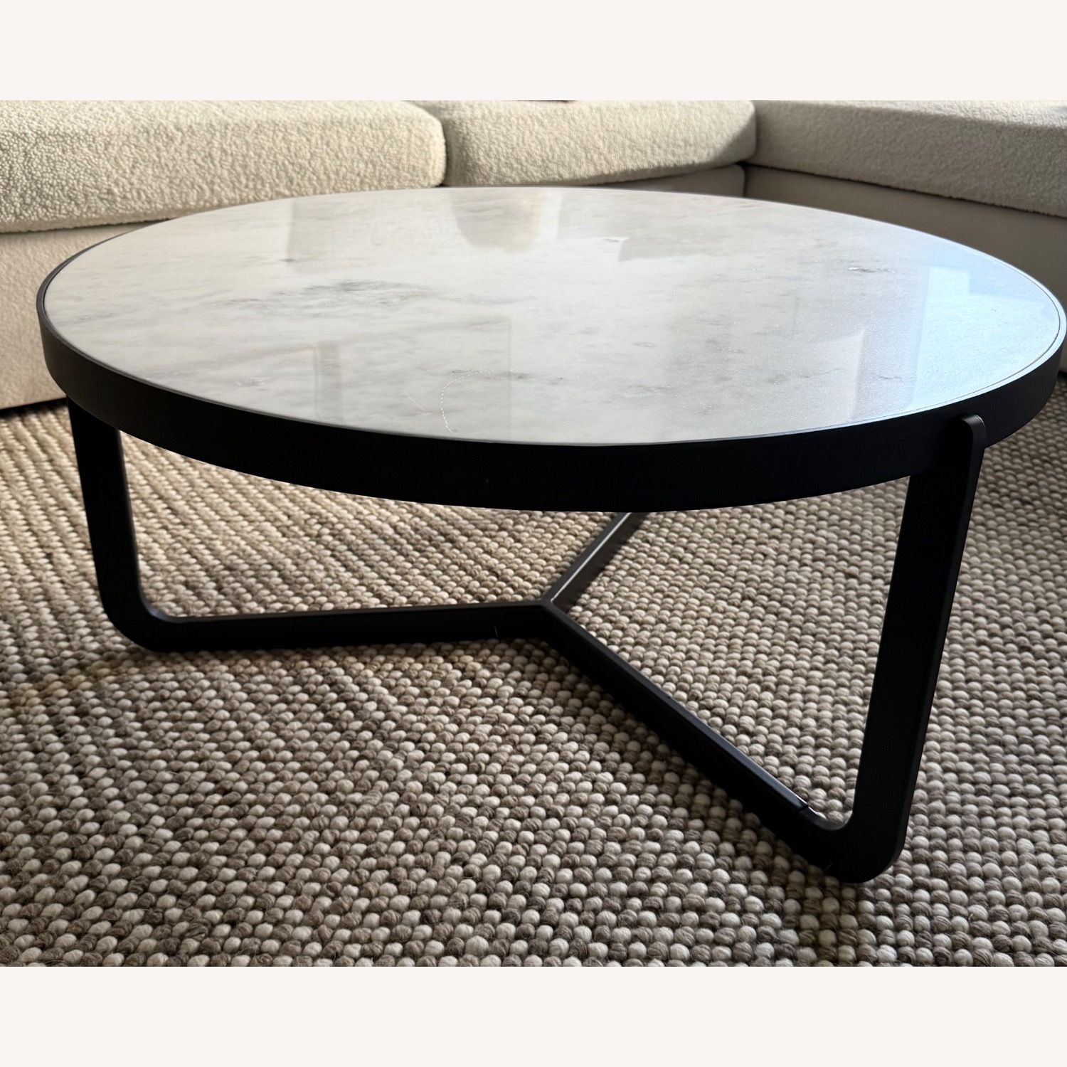 West Elm Mina 34” White Marble Coffee Table - image-1
