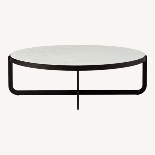 Used West Elm Mina 34” White Marble Coffee Table for sale on AptDeco