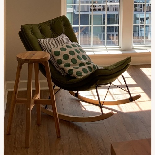 Used Lounge Chair in Green Velvet for sale on AptDeco