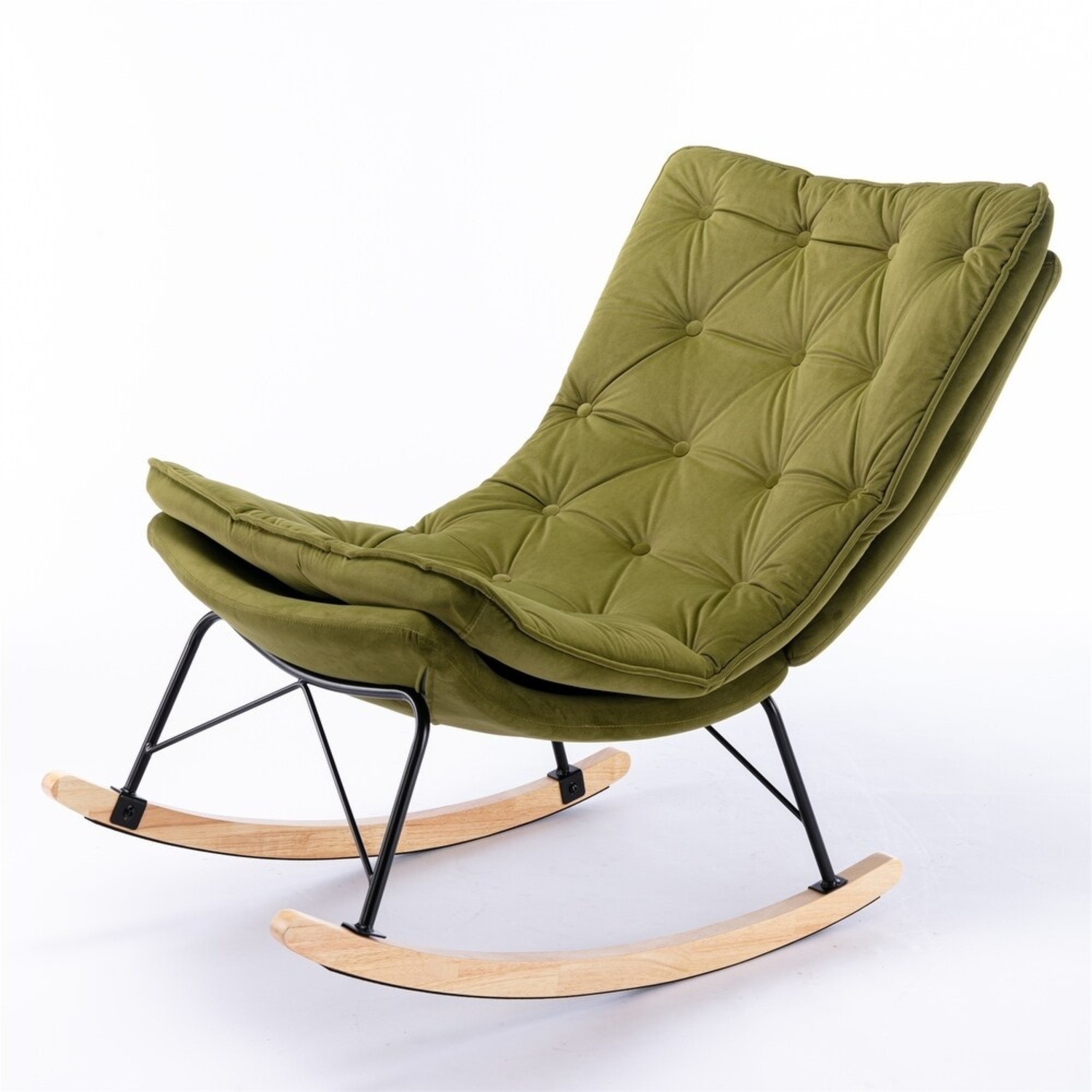 Lounge Chair in Green Velvet - image-4