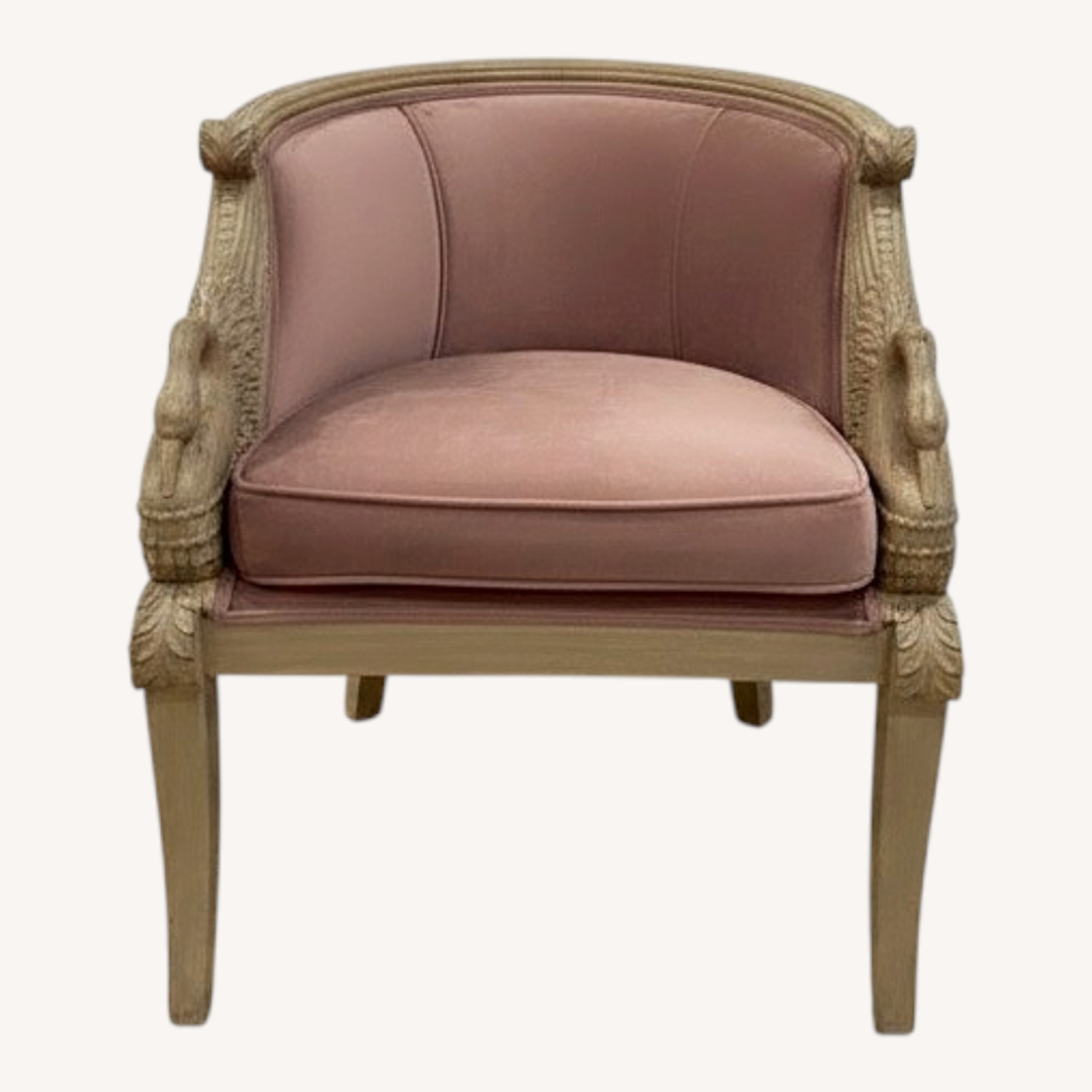 Pair of Two Vintage Swan Armchairs in Velvet Blush - image-0