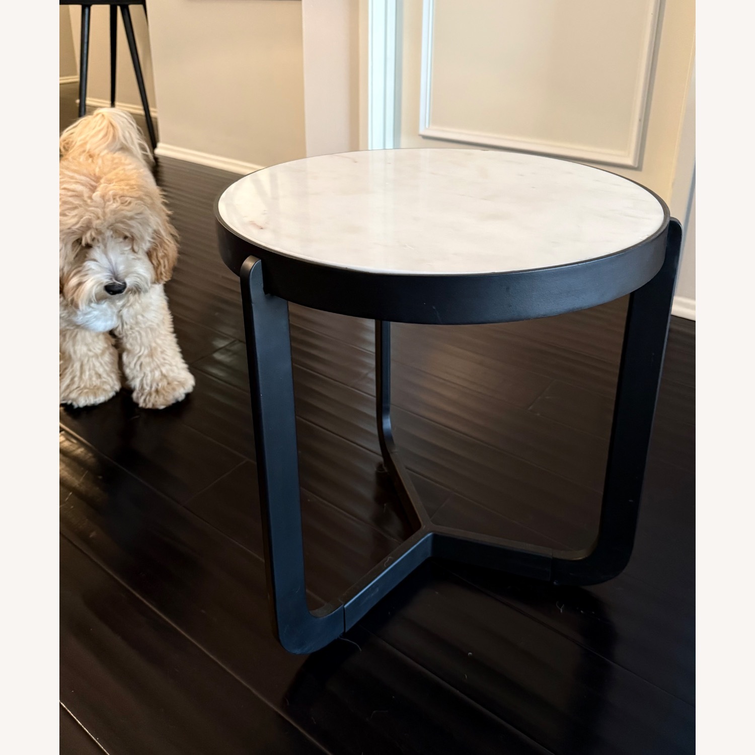 West Elm Mina 18” White Marble Side Table - image-1