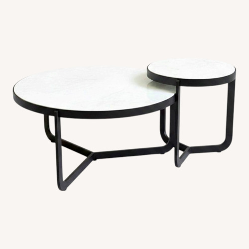 Used West Elm Mina 18” White Marble Side Table for sale on AptDeco