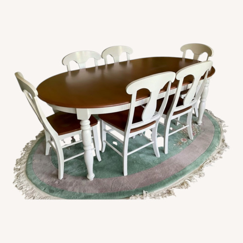 Used Elegant Wood Dining Table With 6 Chairs for sale on AptDeco