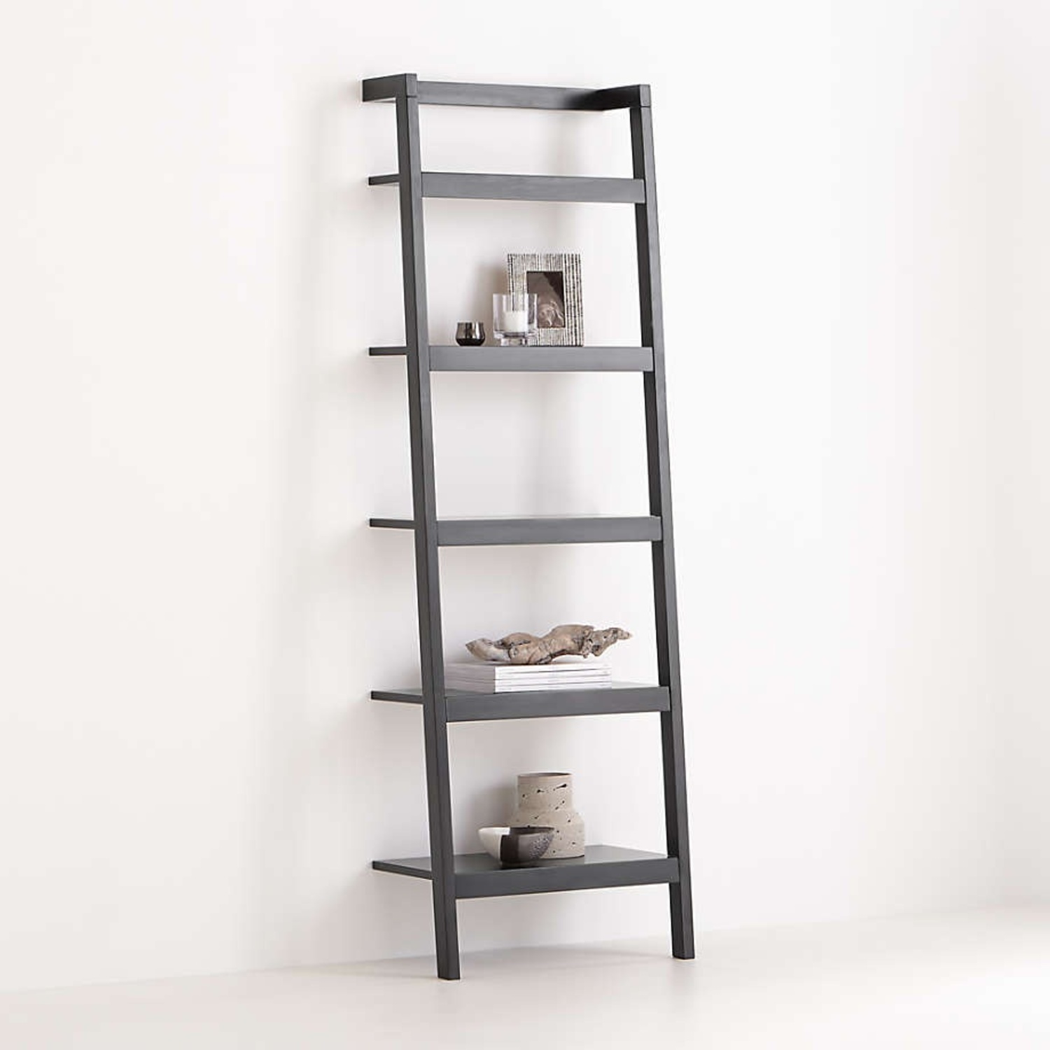 Crate Barrel Sawyer Black Leaning 24.5" Bookcase - image-4