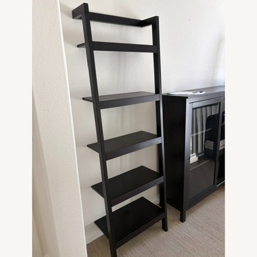 Used Crate Barrel Sawyer Black Leaning 24.5" Bookcase for sale on AptDeco