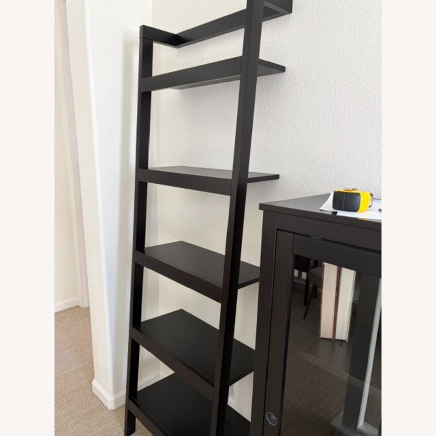 Crate Barrel Sawyer Black Leaning 24.5" Bookcase - image-2