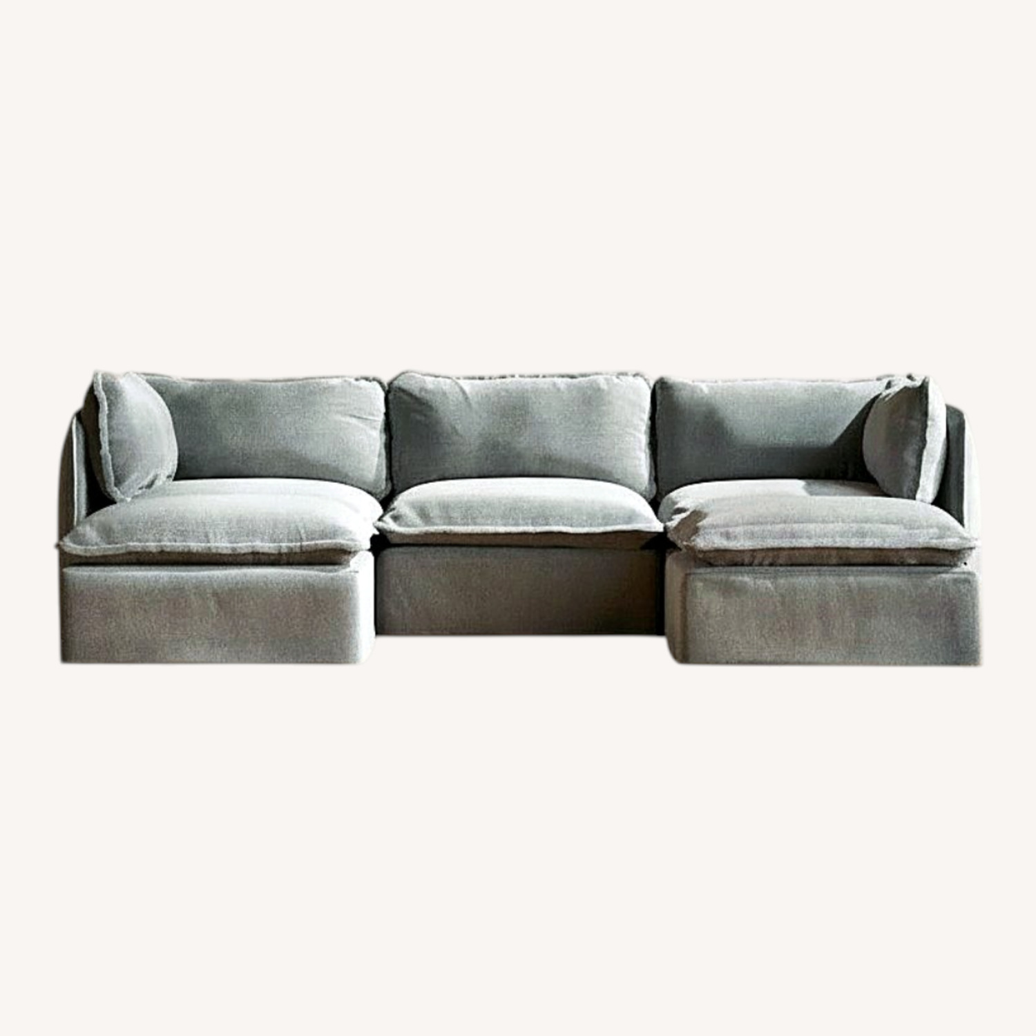 Anabei Light Gray Fabric 3+ Piece Sectional - image-0