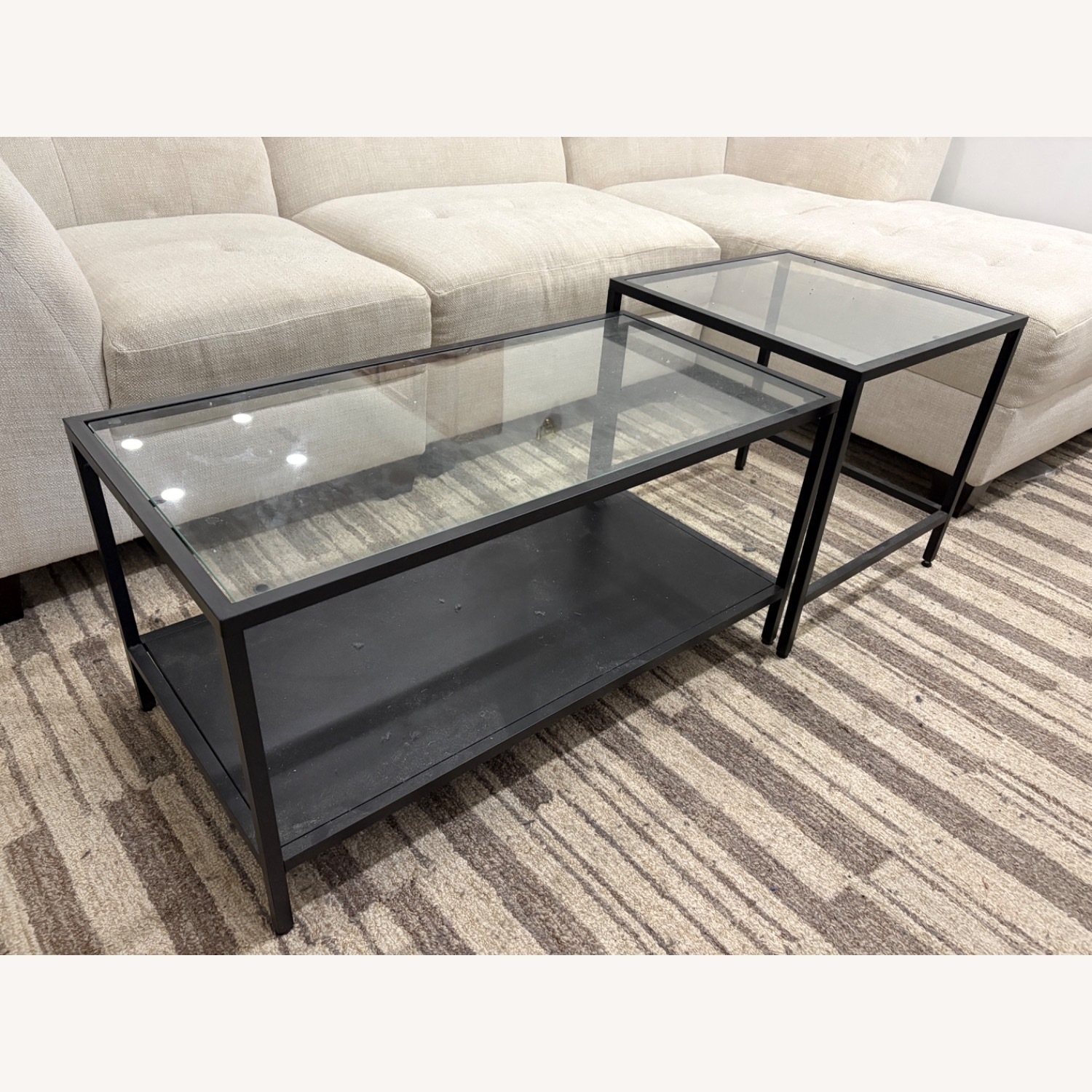 Two-Part Glass Coffee Table - image-1