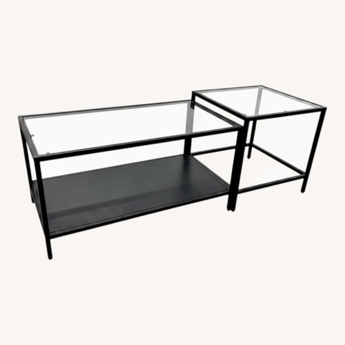 Used Two-Part Glass Coffee Table for sale on AptDeco