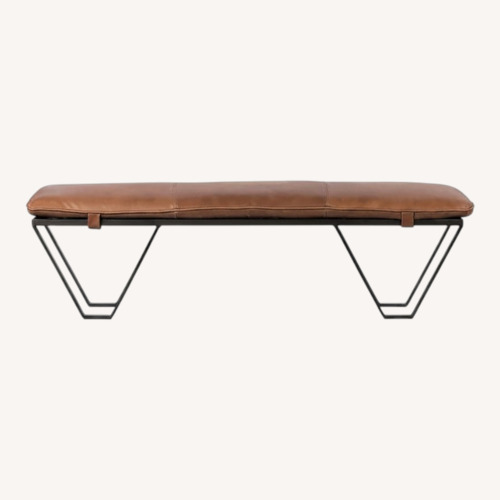 Used Four Hands Darrow Dark Brown Leather Bench for sale on AptDeco