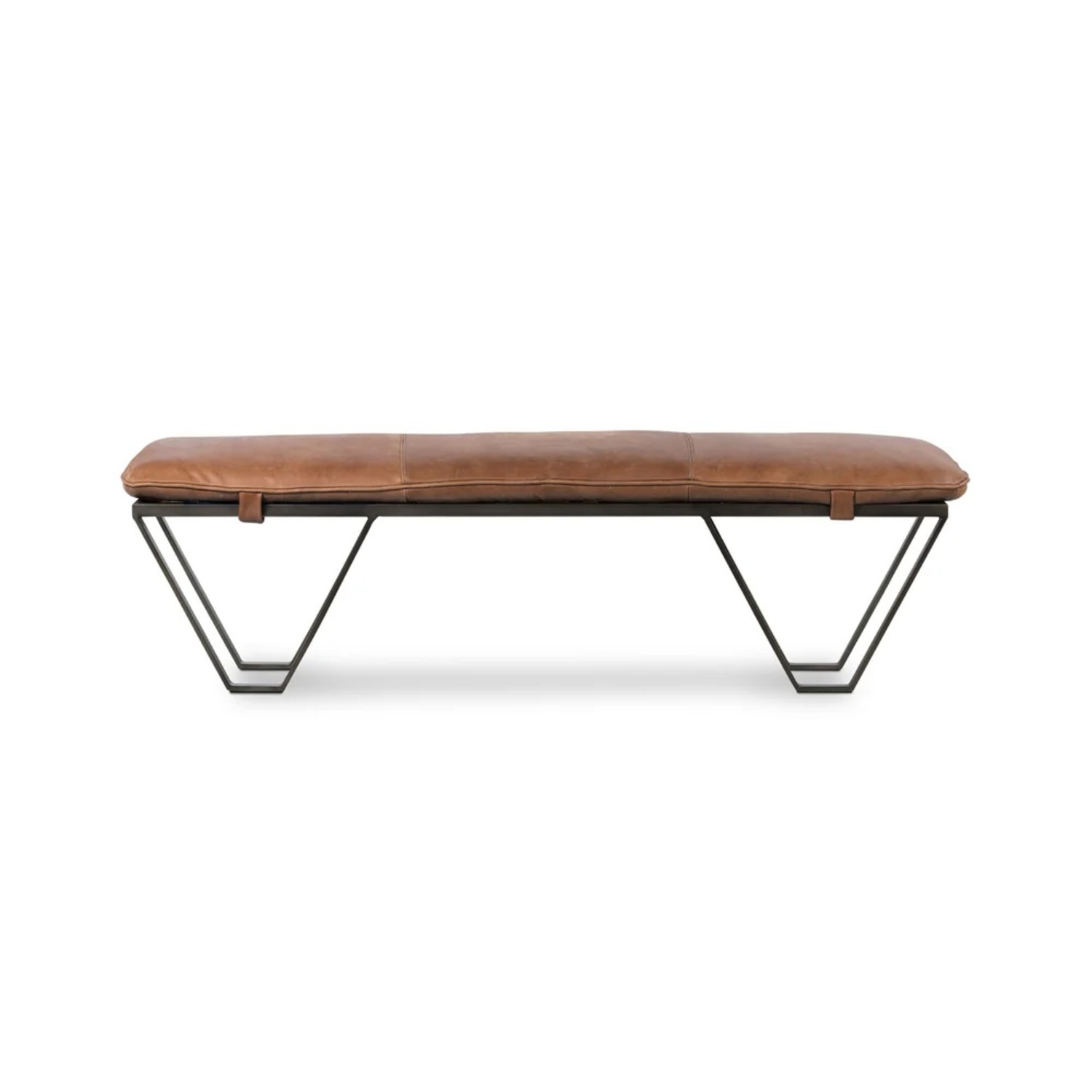 Four Hands Darrow Dark Brown Leather Bench - image-8
