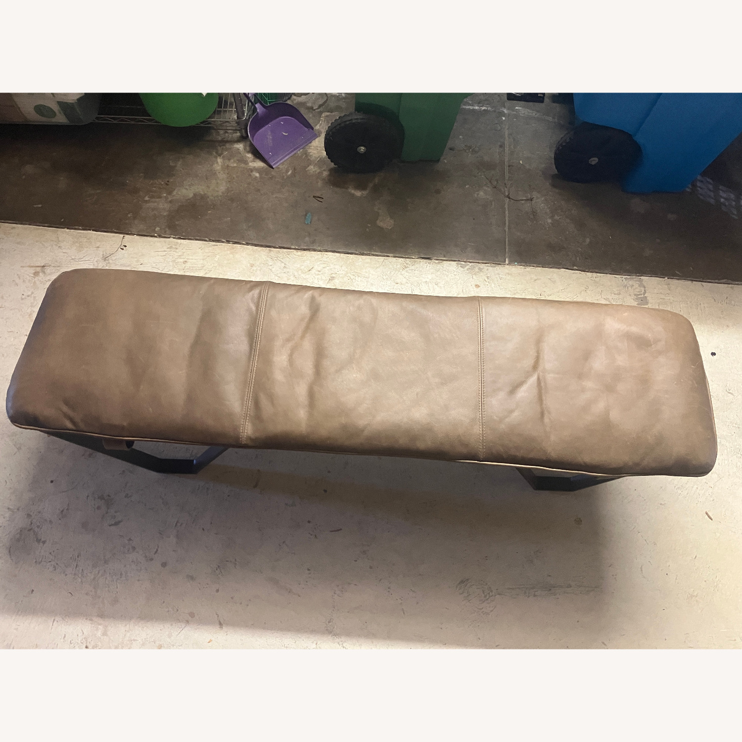 Four Hands Darrow Dark Brown Leather Bench - image-1