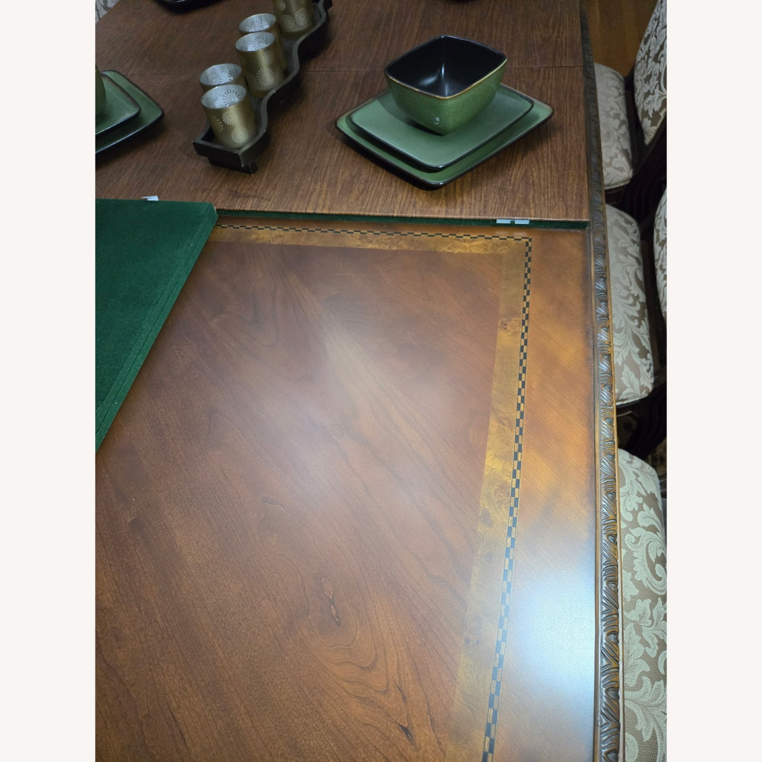 Real Wood Table/Chairs With 1 Leaf/Table Cover - image-3